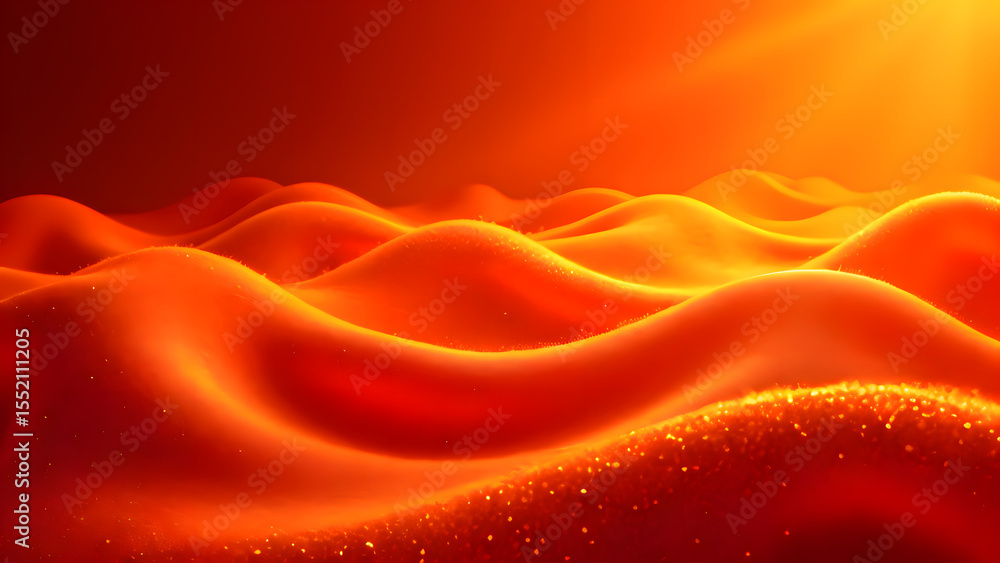 Fototapeta premium Abstract orange waves with shimmering texture and warm lighting 