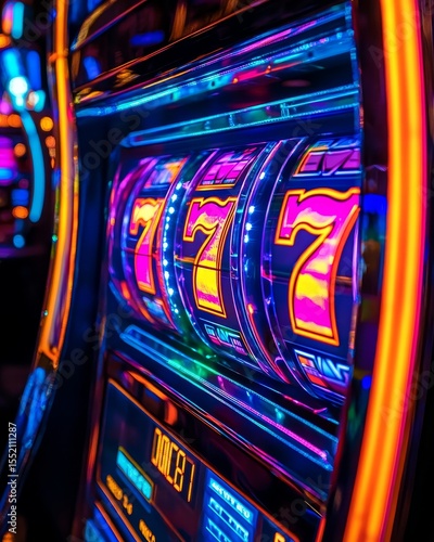 Digital 777 Slot Machine Combination with Bright Lights and Casino Vibes on Minimal Background