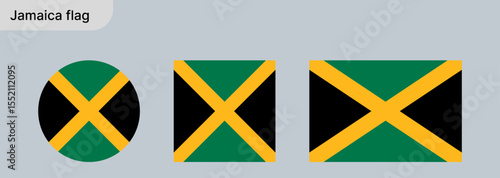 
Jamaica Flag PNG – Flag of Jamaica in Round and Standard Formats on White Background