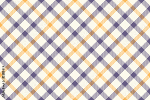 Elegant diagonal plaid pattern in muted purple and orange hues on a creamy white background.