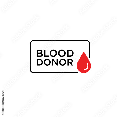 A simple logo design for blood donors, featuring a red blood drop and the words "BLOOD DONOR" in a bold font.