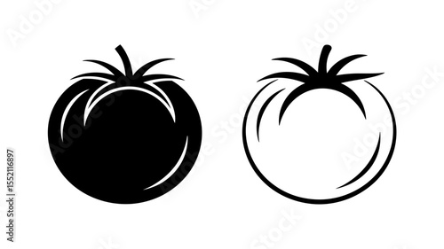 Vector art of tomato outline and solid vector icons
