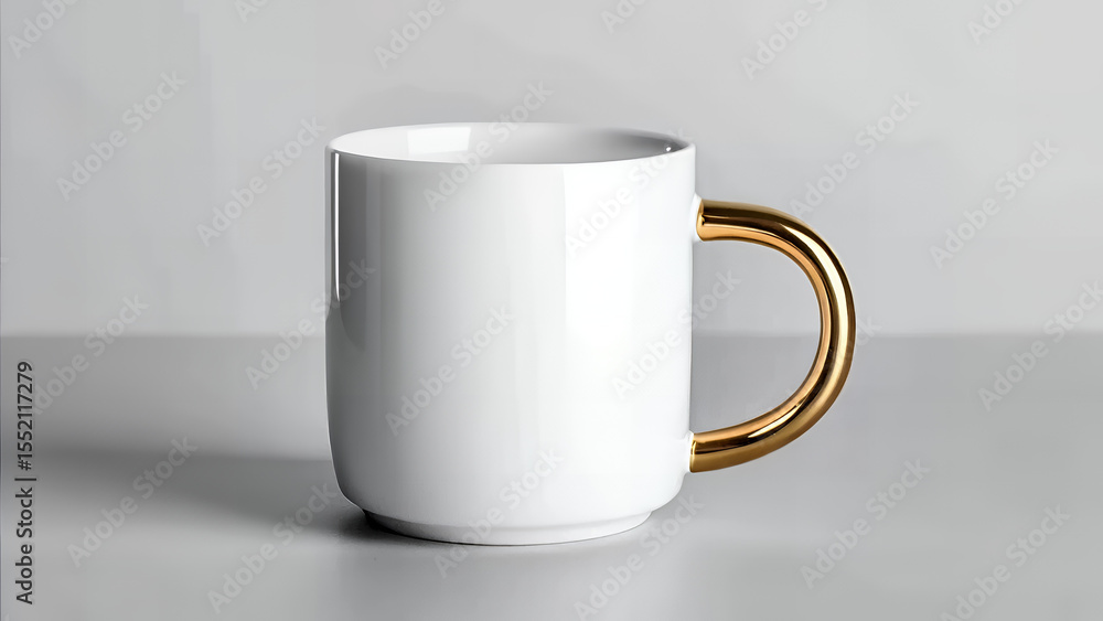 Obraz premium Luxury Ceramic Mug, White & Gold Coffee Cup Style
