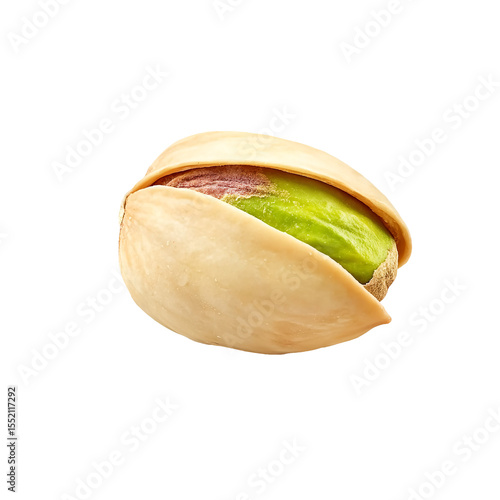 Cracked pistachio nut isolated on a transparent background