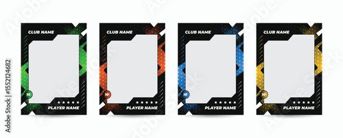 Set of player trading card templates, Photo frame, and border collection for soccer, hockey, volleyball, and basketball players. Sport flyer layout design template (EPS 10)