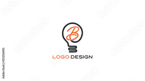 Creative B logo in lightbulb shape with orange and black design, ideal for innovation, tech startups, or creative business branding identity