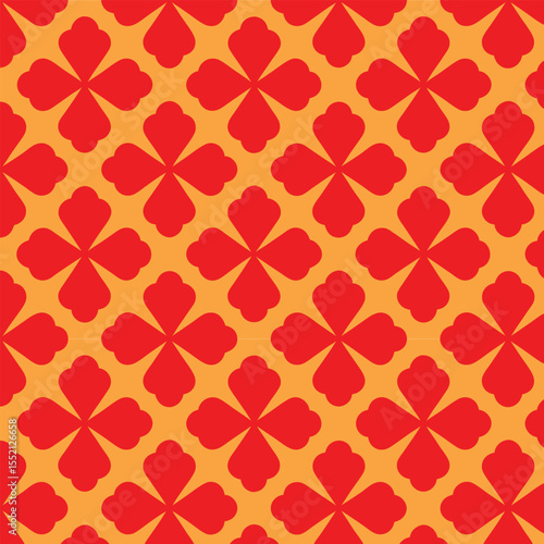 Seamless pink floral and red heart pattern for vintage fabric design