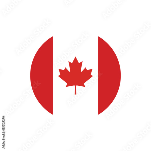 Canada Flag Button, Round Canada flag icon, Canada flag badge Vector