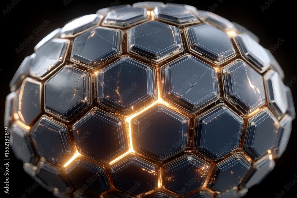 Glowing Blue Hexagonal Mesh Sphere Glowing Blue Hexagonal Mesh Sphere