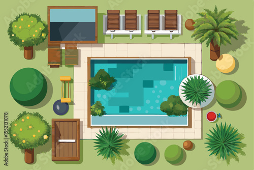 Vector illustration of a green house with a set of frames, ideal for a shop window design or home decor