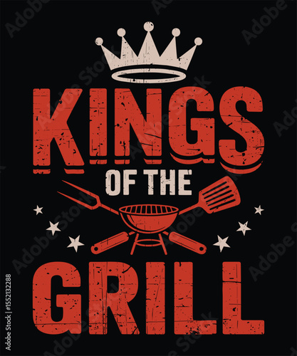 Kings of the Grill  BBQ Champion Crown Design  Summer Meat Smoking Poster
