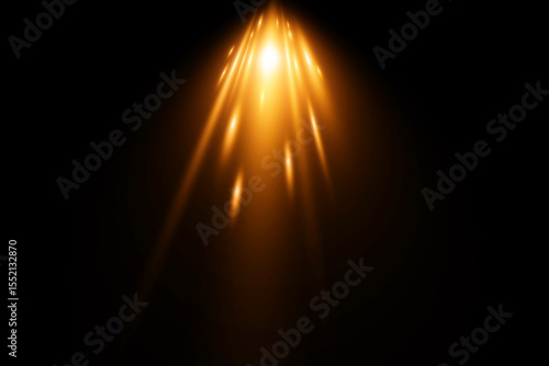 spotlight on stage or gold rays isolated on black background