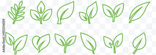Set of green leaf icons. Green color. Leaves  green color icon logo. Ecology. Vector illustration eps 10