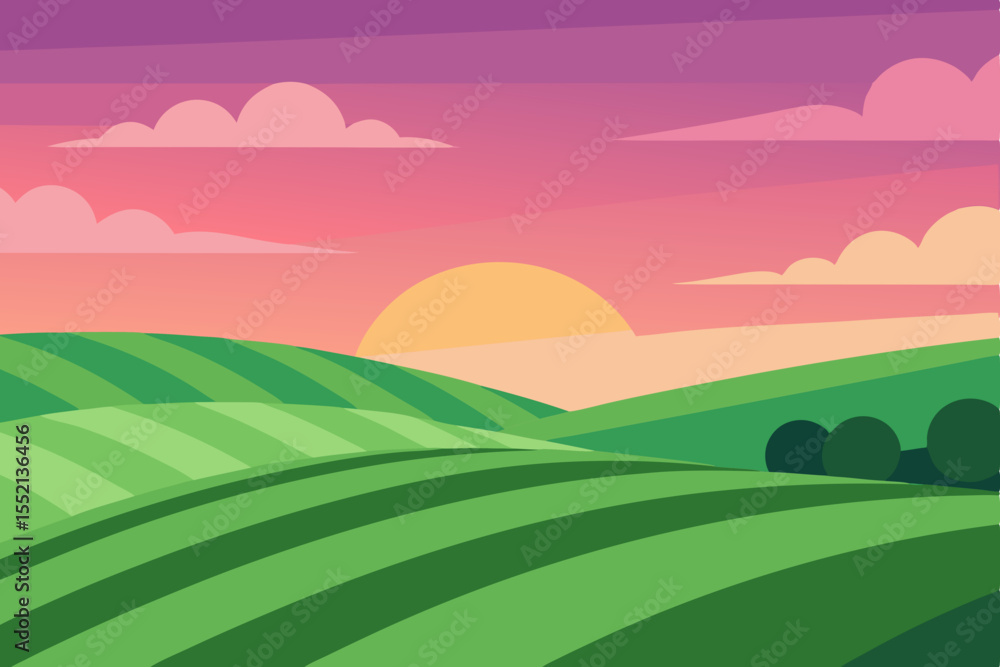 Obraz premium landscape with green field and blue sky