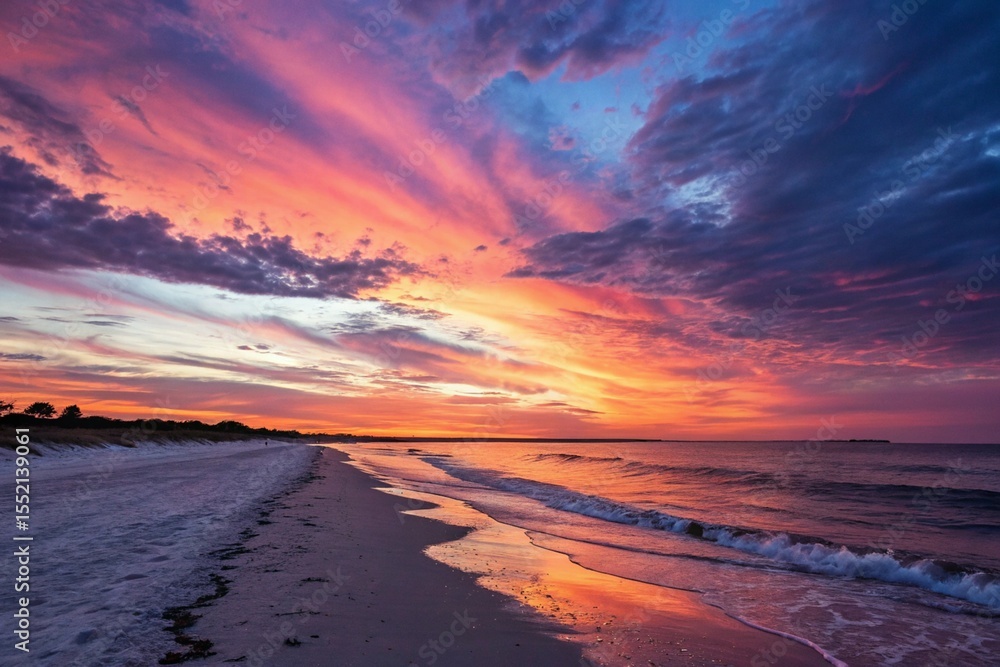 Fototapeta premium Atmospheric Ocean Sunset: A Gradient of Warm Hues