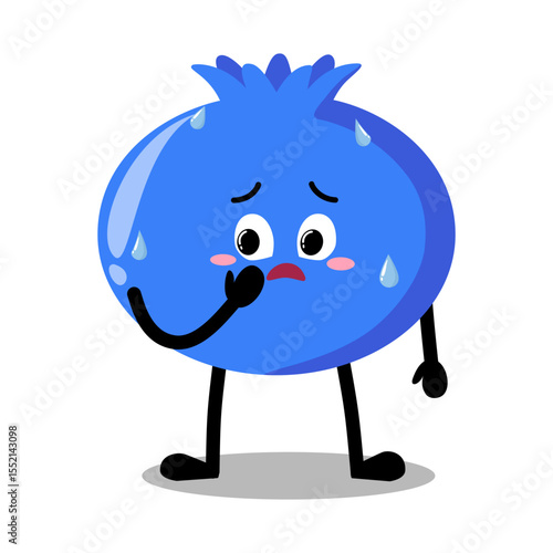 Cute Hand Drawn Nervous blueberry Expression