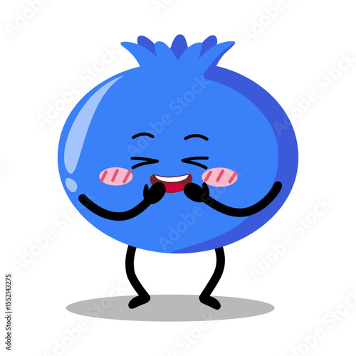 Cute Hand Drawn Shy blueberry Blushing