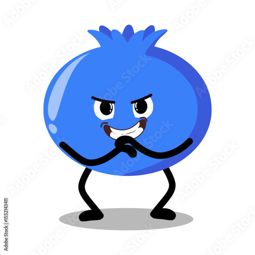 Cute Hand Drawn Mischievous blueberry Expression