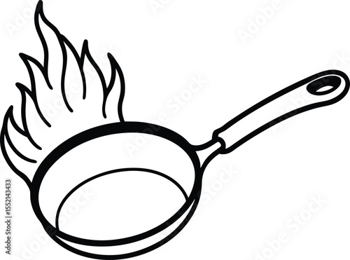 White isolated metal frying pan kitchenware with handle and cooking utensil