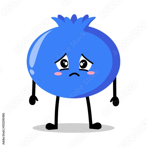 Cute Hand Drawn blueberry Face Sad
