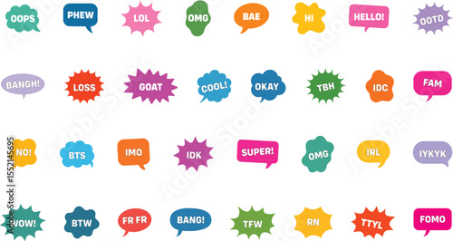 Colorful Speech Bubble Chit-Chat Icons Vector Illustration