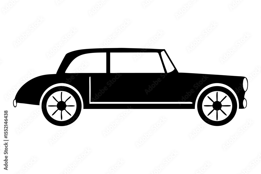 Fototapeta premium Vintage Silhouette Car: A classic vintage car silhouette, evoking nostalgia for a bygone era, elegantly captures timeless automotive design. 