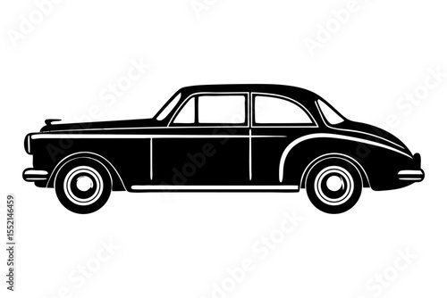 Vintage Black Car: A meticulously rendered, black vintage automobile, capturing the essence of classic design and enduring automotive history.
