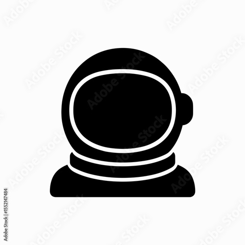Astronaut helmet icon in solid black style