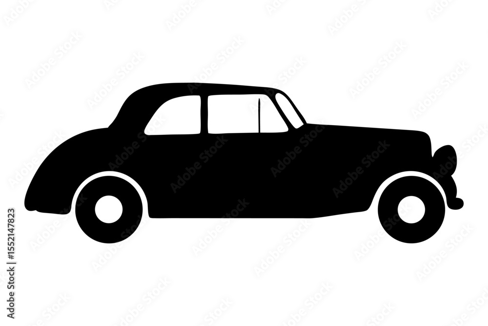 Fototapeta premium Classic Car Silhouette: A sleek, stylized silhouette of a vintage automobile, capturing the essence of timeless design and automotive elegance.