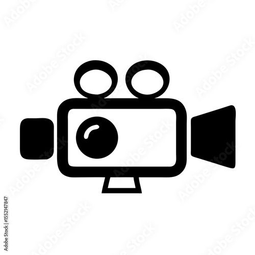 Vintage Video Camera Icon: Classic film camera icon. Minimalist art style, ideal for creative projects. Capturing cinematic essence, symbolizing movies.
