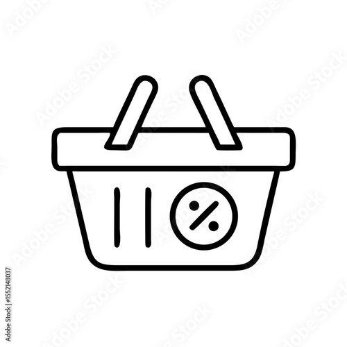 Shopping basket icon with discount symbol for Black Friday deals  