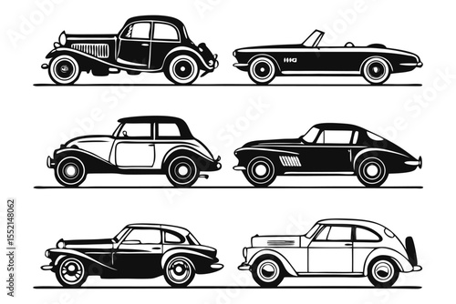 Classic Car Collection: A set of meticulously crafted vintage automobiles, each with its unique design, arranged in a clean and elegant display