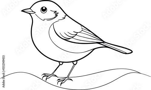 Kinglet Bird Line Drawing Vector Design