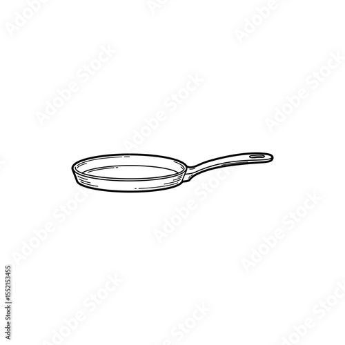 Black line icon of a Russian blini pan with flat surface and short handle