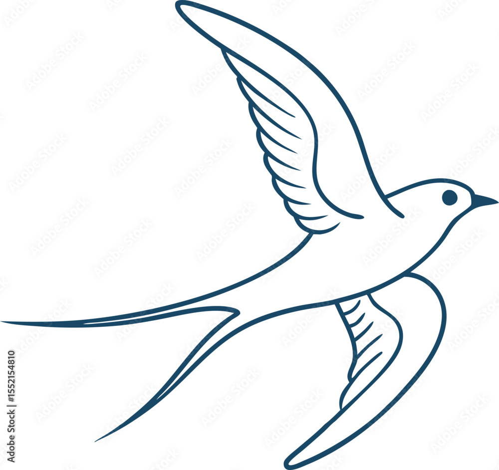 Fototapeta premium Swallow Bird Simple Outline Design