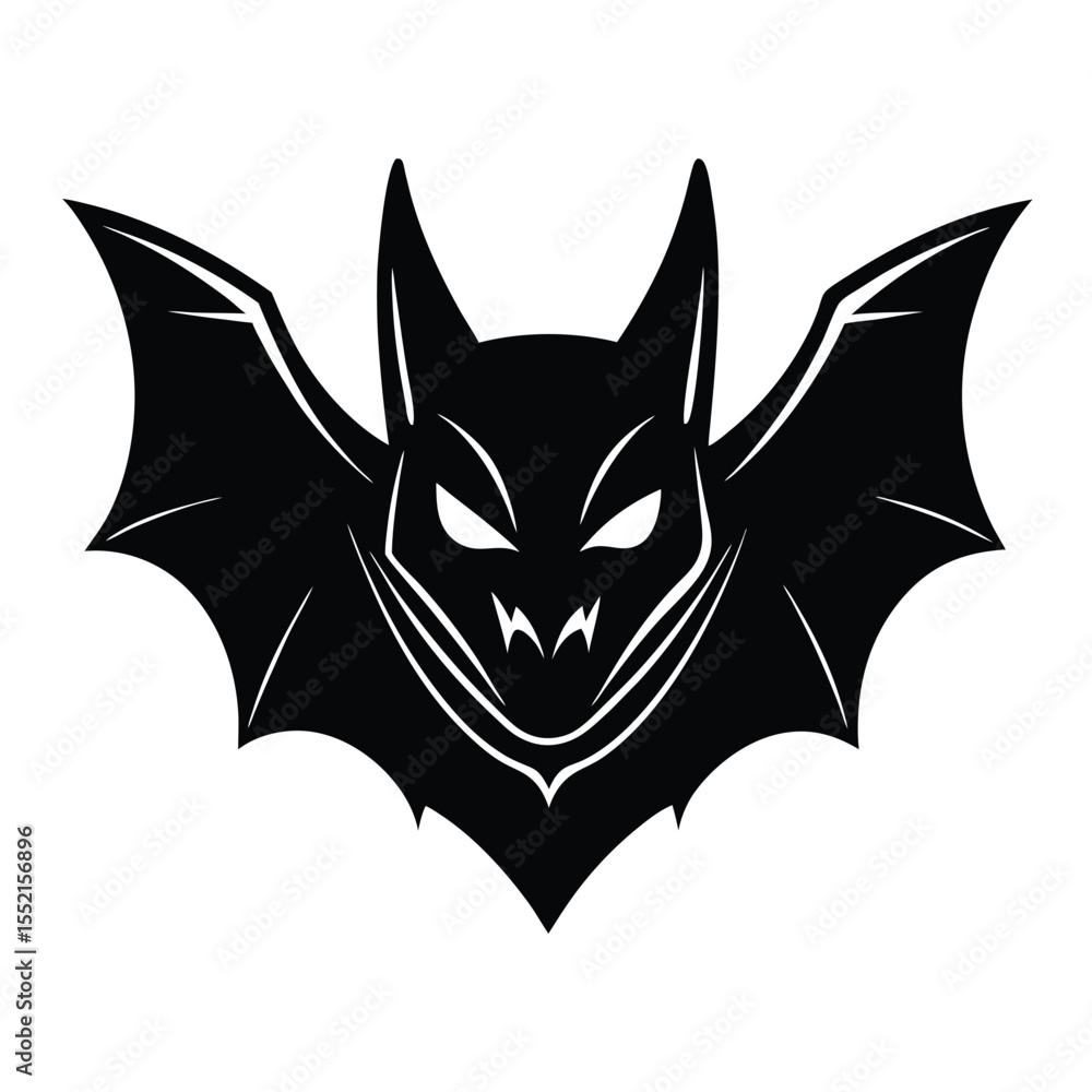 Bat face silhouette vector on white background Bat face silhouette vector on white background