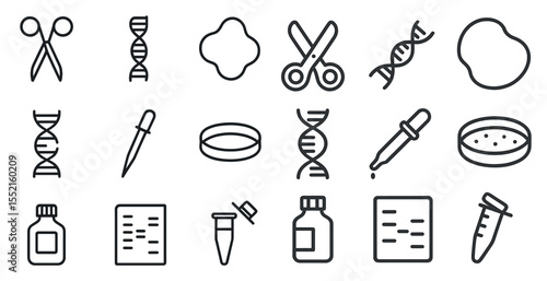 Medical lab linear icons set – outline, healthcare, scientific symbols