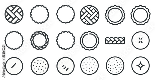 Bakery and pastry outline icons set – linear, silhouette, baking and dessert symbols