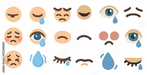Emotions and expressions icons set – flat, filled, mood and feeling symbols