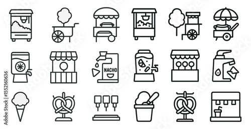 Wallpaper Mural Street food outline icons set – linear, snack, cart and vendor symbols collection Torontodigital.ca