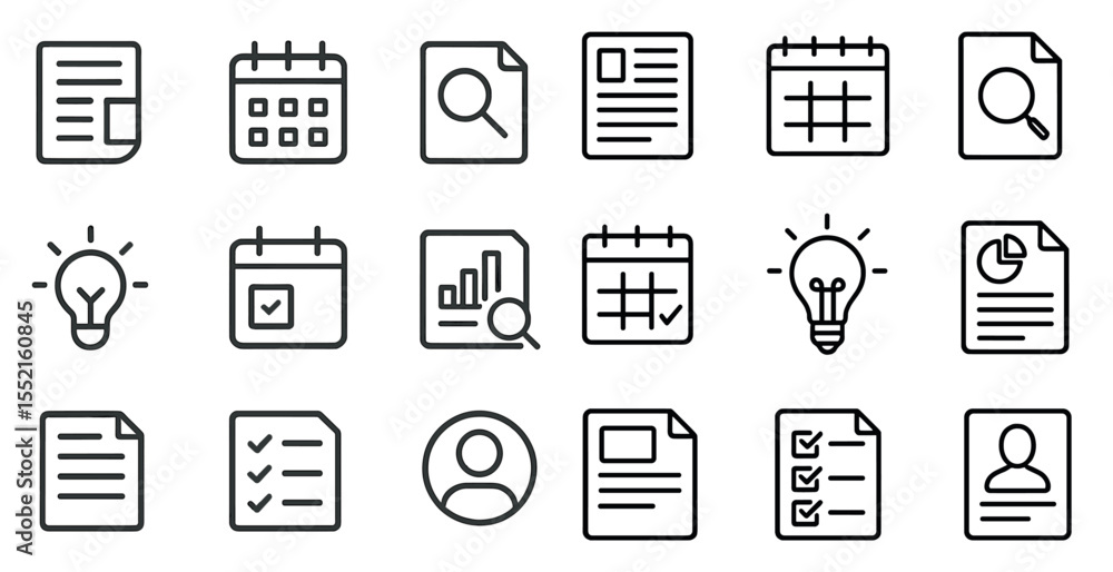Business documents line icons set – outline, paper, office and productivity symbols Business documents line icons set – outline, paper, office and productivity symbols