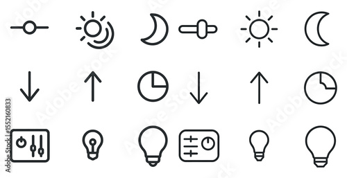 User interface outline icons set – linear, dashboard, digital symbols for apps