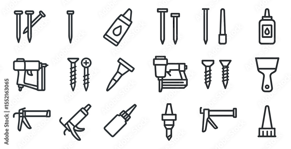 Construction and repair outline icons set – linear, diy, building tools symbols Construction and repair outline icons set – linear, diy, building tools symbols