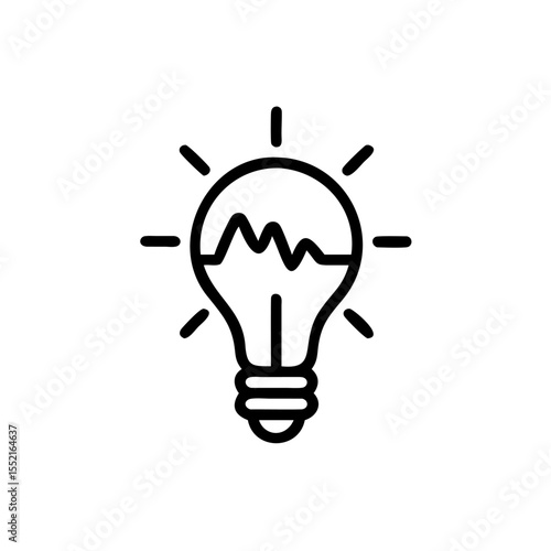 Handdrawn Line Art Lightbulb Icon Data Analysis Graphic Symbol idea