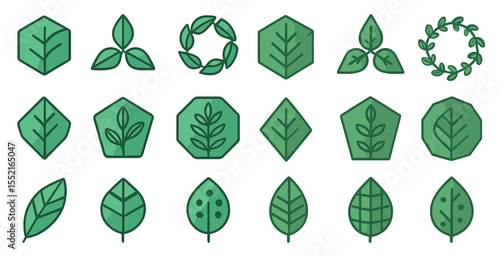Nature and botany icons set – outline, linear, plant and leaf design symbols