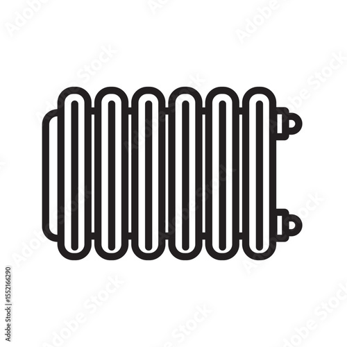 Black and White Radiator Icon Line Art Illustration