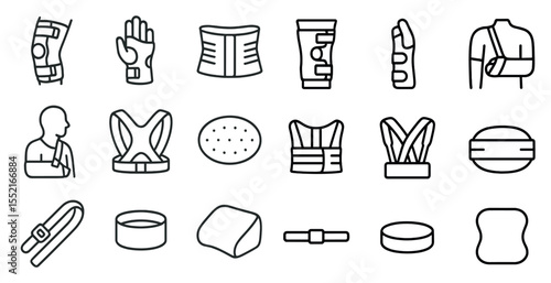 Medical and healthcare outline icons set – flat, linear, and health aid symbols