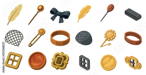 Fashion accessories icons set – isometric, jewelry, style symbols for design