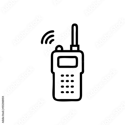 Handdrawn Outline Walkie Talkie Icon Emergency Communication Device Signal radio