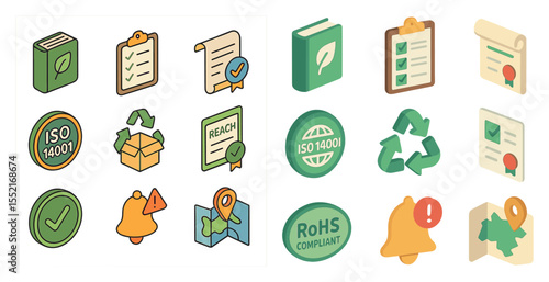 Environmental outline icons set – recycling, green, and sustainability symbols